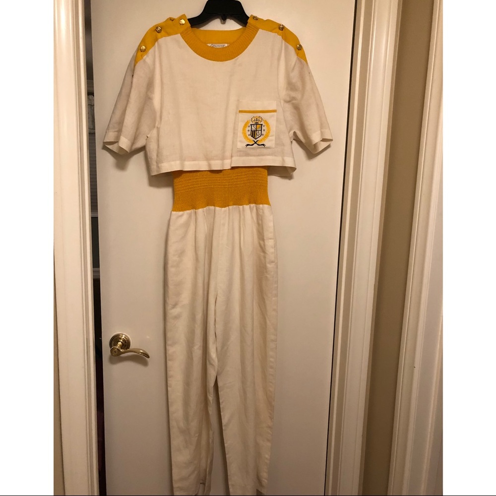 Vintage / Retro Linen and knit jumpsuit 70’s/80’s